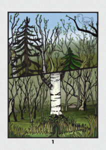 comic page 1 that has opening scene with spring forest